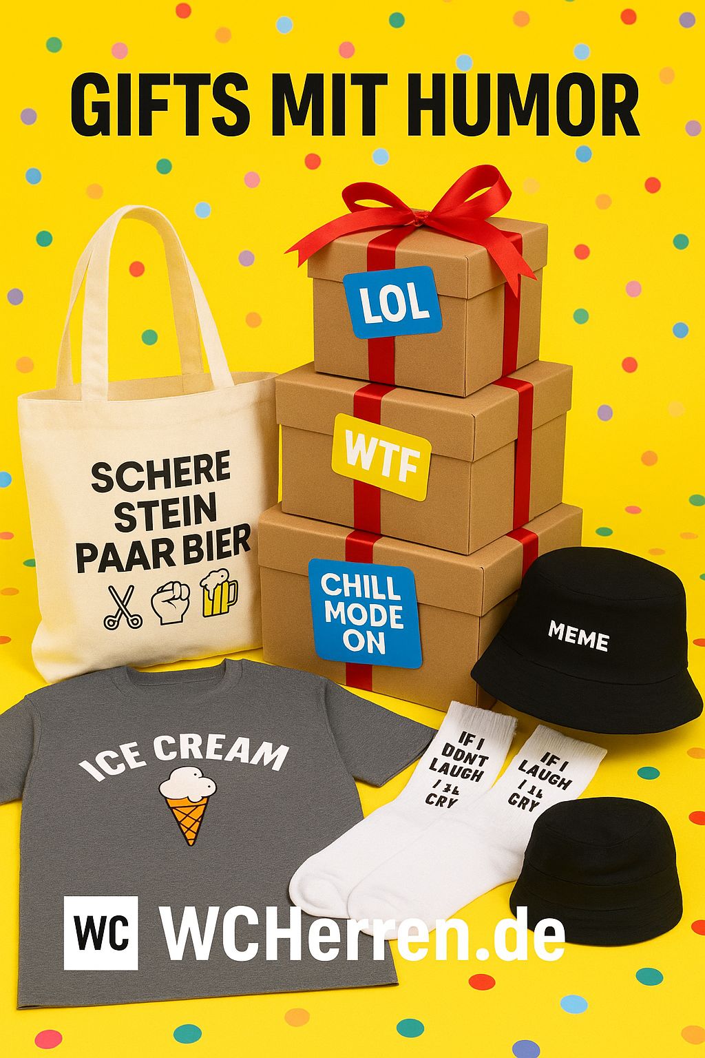 Gifts mit Humor – Meme Mode als Geschenkideen von WCHerren